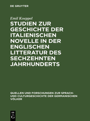 cover image of Studien zur Geschichte der italienischen Novelle in der englischen Litteratur des sechzehnten Jahrhunderts